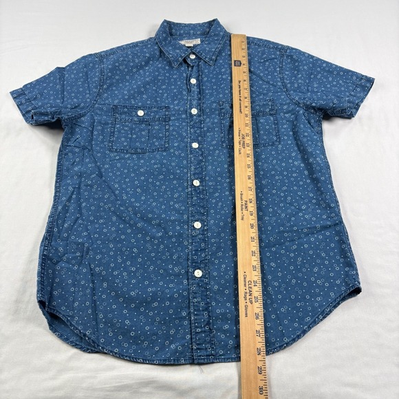 Wallace & Barnes Shirt Mens Medium Blue Chambray Dotted Button Up Camp Casual - Picture 5 of 9
